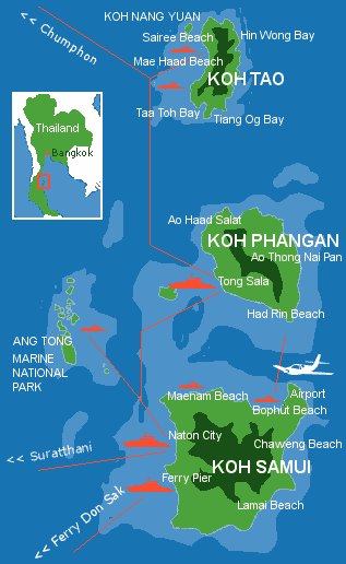Karte Koh Phangan im Ang-Tong National-Park