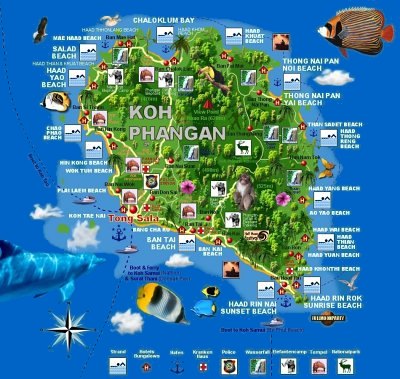 Koh Phangan Hotels & bernachtung - Karte Phangan Bungalows