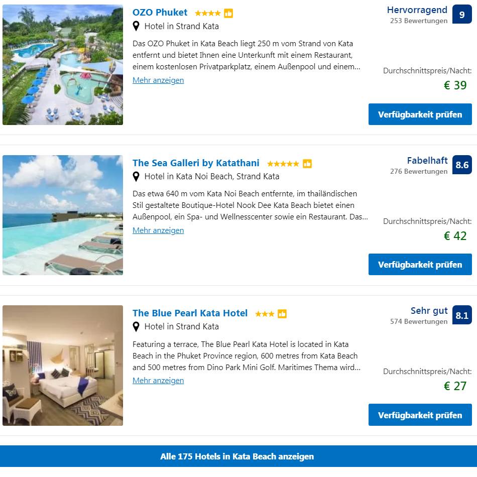 Phuket Hotelbersicht Kata Beach -  - Hier finden Sie die Hotelpreise fr alle Hotels direkt am Kata Strand
